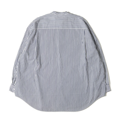× THOMASMASON ストライプ バンドカラー ブロード シャツ (BROAD OVERSIZED L/S GM214-50036)