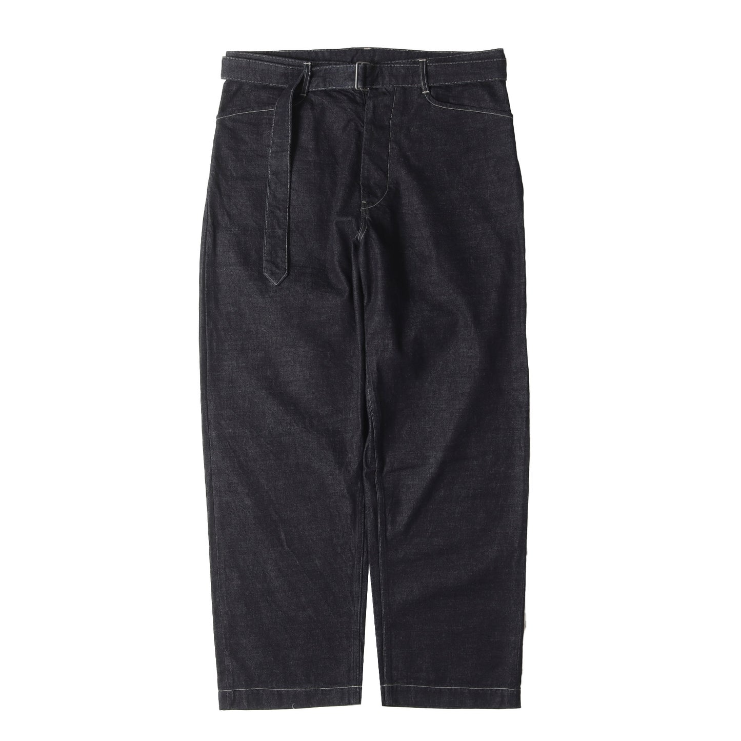 ベルテッド ワイド バギー セルビッジ デニム パンツ (12.9oz Denim Long Belted Pants BHS22F013)
