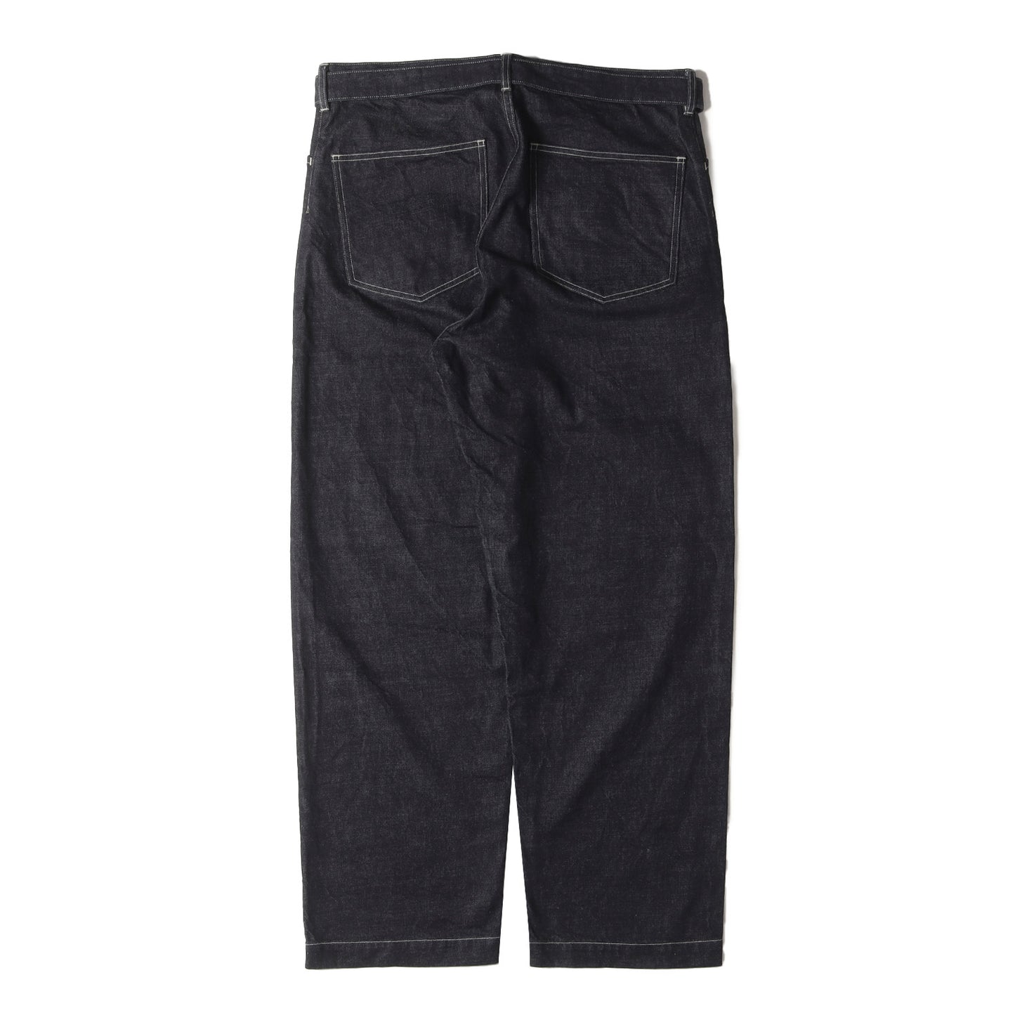 ベルテッド ワイド バギー セルビッジ デニム パンツ (12.9oz Denim Long Belted Pants BHS22F013)