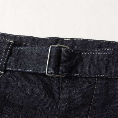 ベルテッド ワイド バギー セルビッジ デニム パンツ (12.9oz Denim Long Belted Pants BHS22F013)