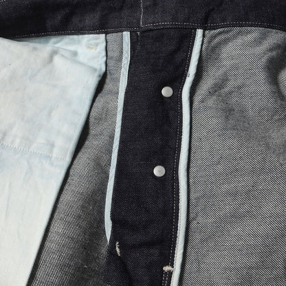 ベルテッド ワイド バギー セルビッジ デニム パンツ (12.9oz Denim Long Belted Pants BHS22F013)