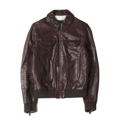 00s フラワー スタッズ ジップ レザー ジャケット