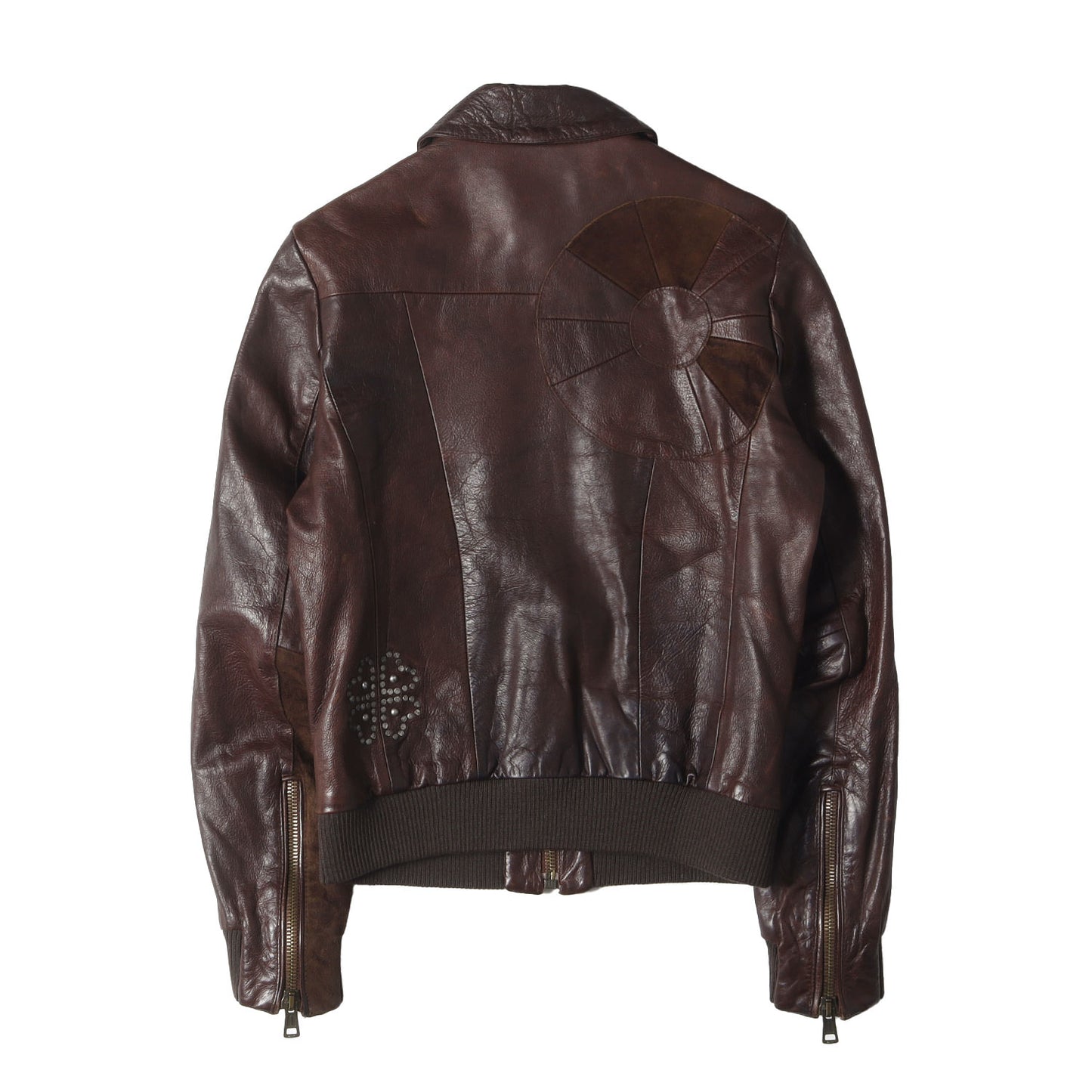 00s フラワー スタッズ ジップ レザー ジャケット