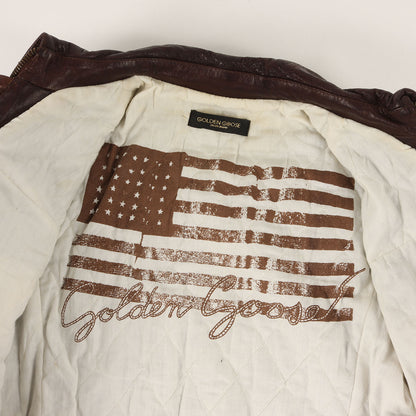 00s フラワー スタッズ ジップ レザー ジャケット