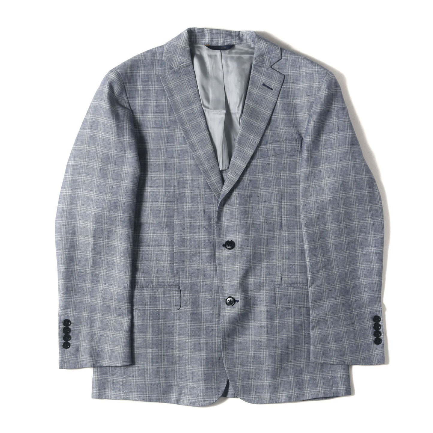 リネン/ウール チェック 2Bテーラードジャケット