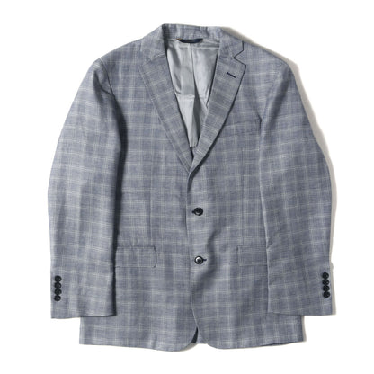 リネン/ウール チェック 2Bテーラードジャケット