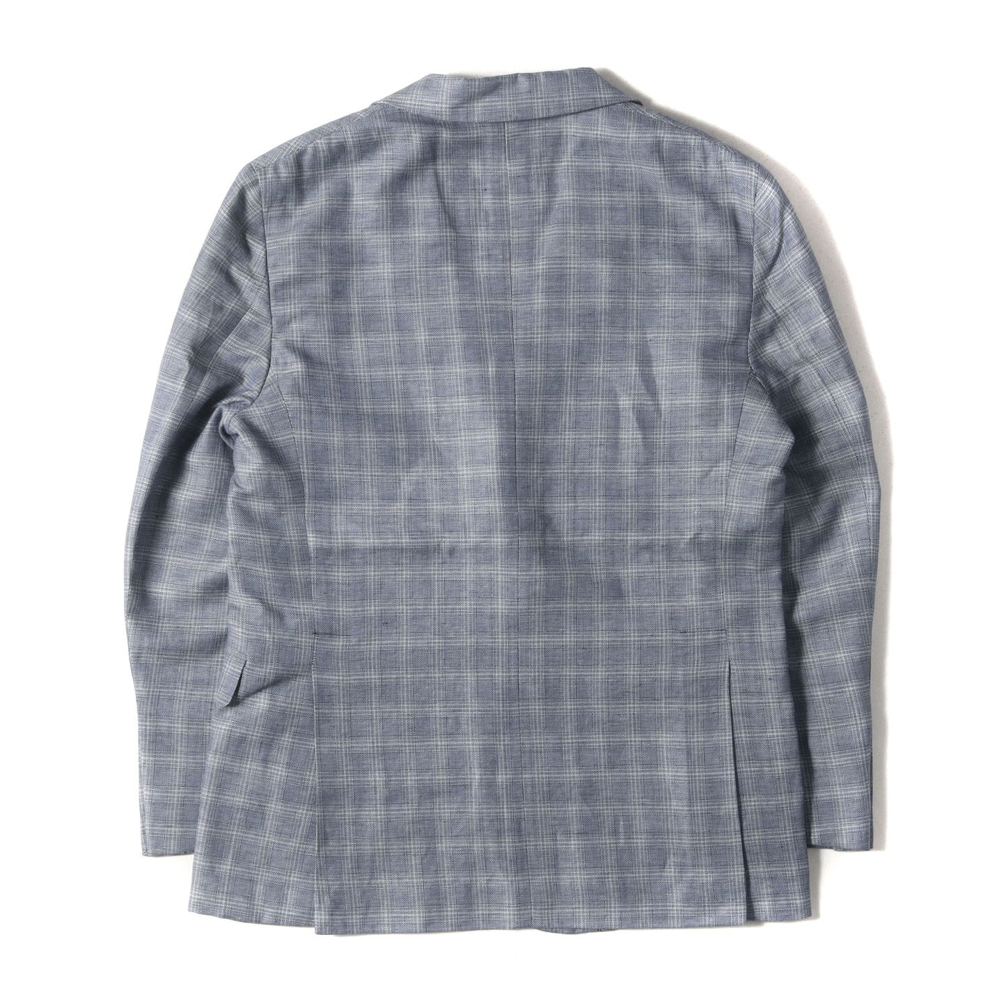 リネン/ウール チェック 2Bテーラードジャケット