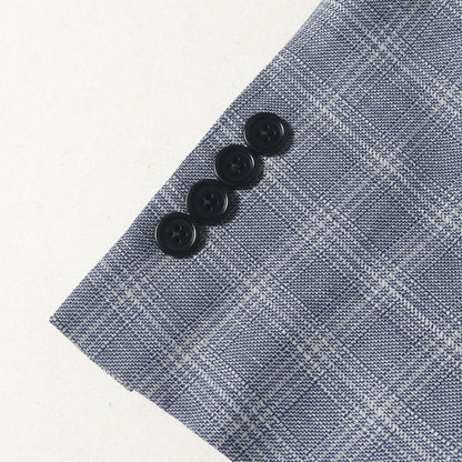 リネン/ウール チェック 2Bテーラードジャケット