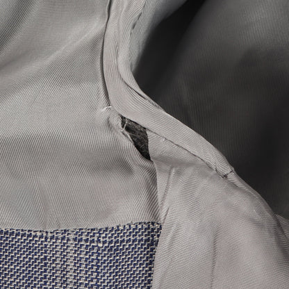 リネン/ウール チェック 2Bテーラードジャケット