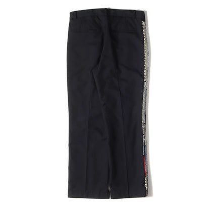 24SS ツータック スパンコール テープ ライン ウール スラックス パンツ (Glitter Side Stripe Pants 24SS-B-PT04)