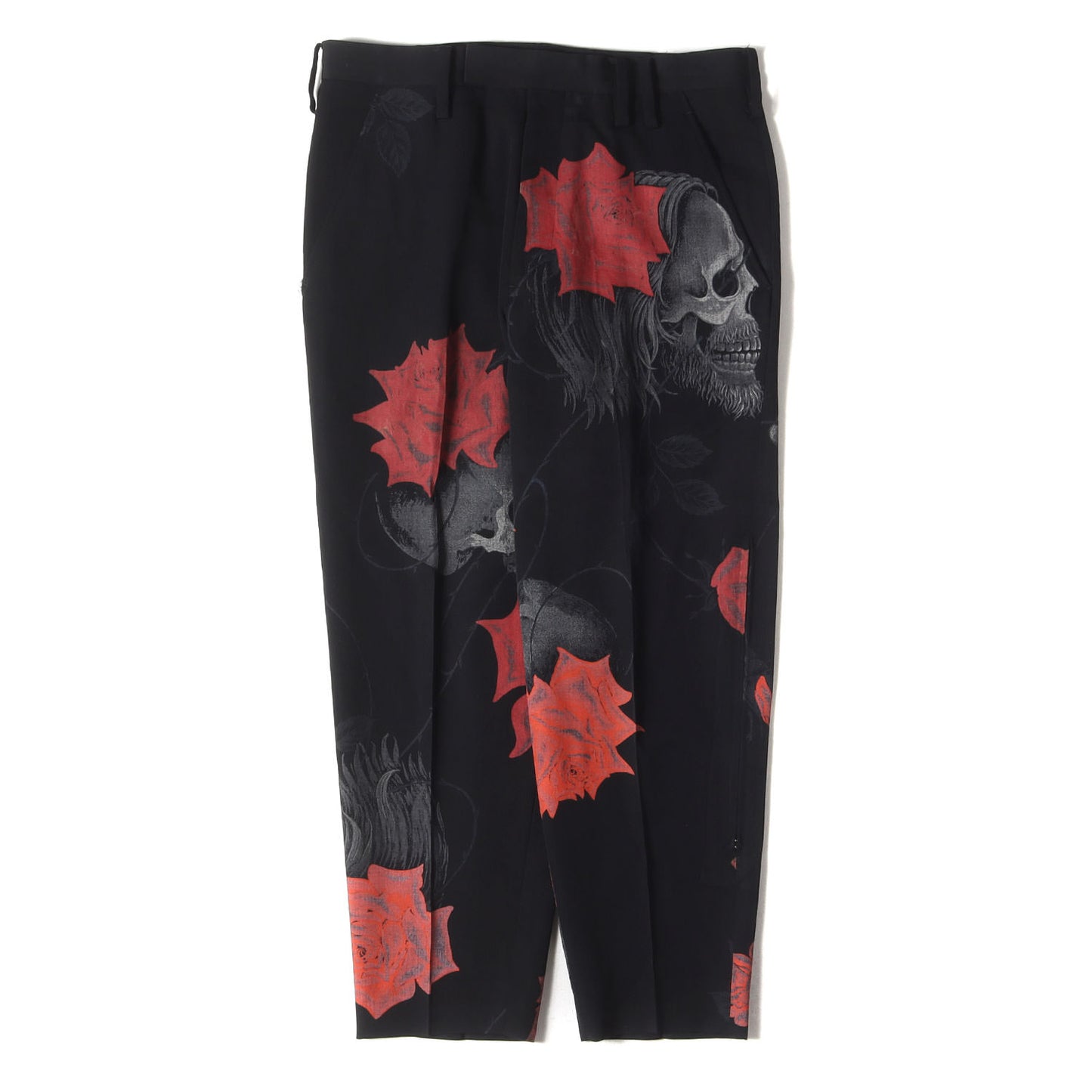 18AW 2014年秋冬 復刻 スカルローズ プリント パンツ (J-左脇ZIPスラックス HV-P64-527) / POUR HOMME