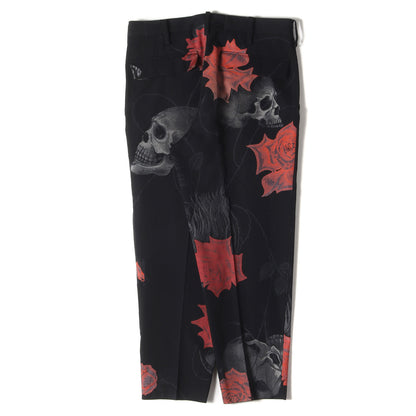 18AW 2014年秋冬 復刻 スカルローズ プリント パンツ (J-左脇ZIPスラックス HV-P64-527) / POUR HOMME