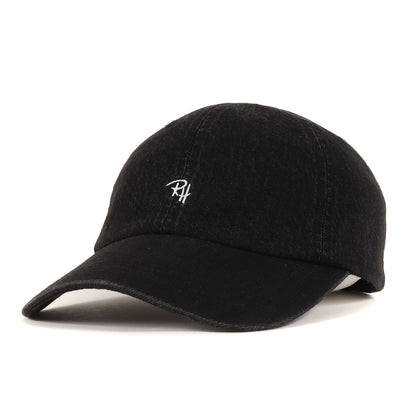 23AW RH ロゴ ウォッシュド ブラック デニム キャップ (USED DENIM LOGO CAP)