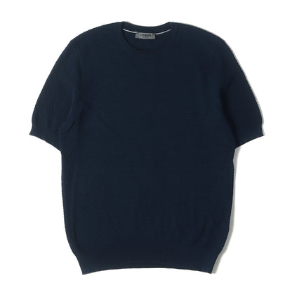 ワッフル編み コットン ニット Tシャツ / MADE IN ITALY