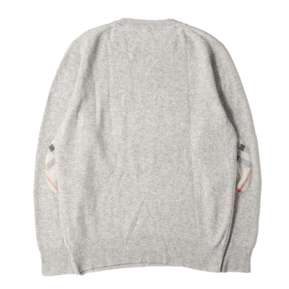 エルボーパッチ カシミア クルーネック ニット