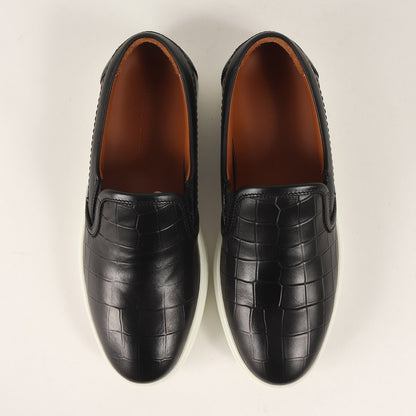 クロコダイル型押しレザー スリッポン スニーカー (GROVE)