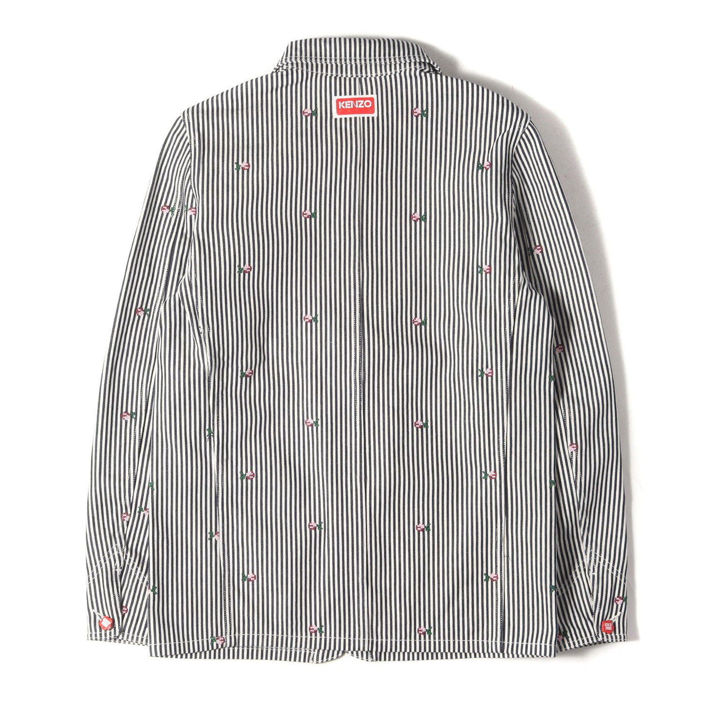 23SS × NIGO ピクセル ジャガード ヒッコリーストライプ デニム カバーオール (KENZO Pixel striped denim workwear jacket FD55DV1026J1)