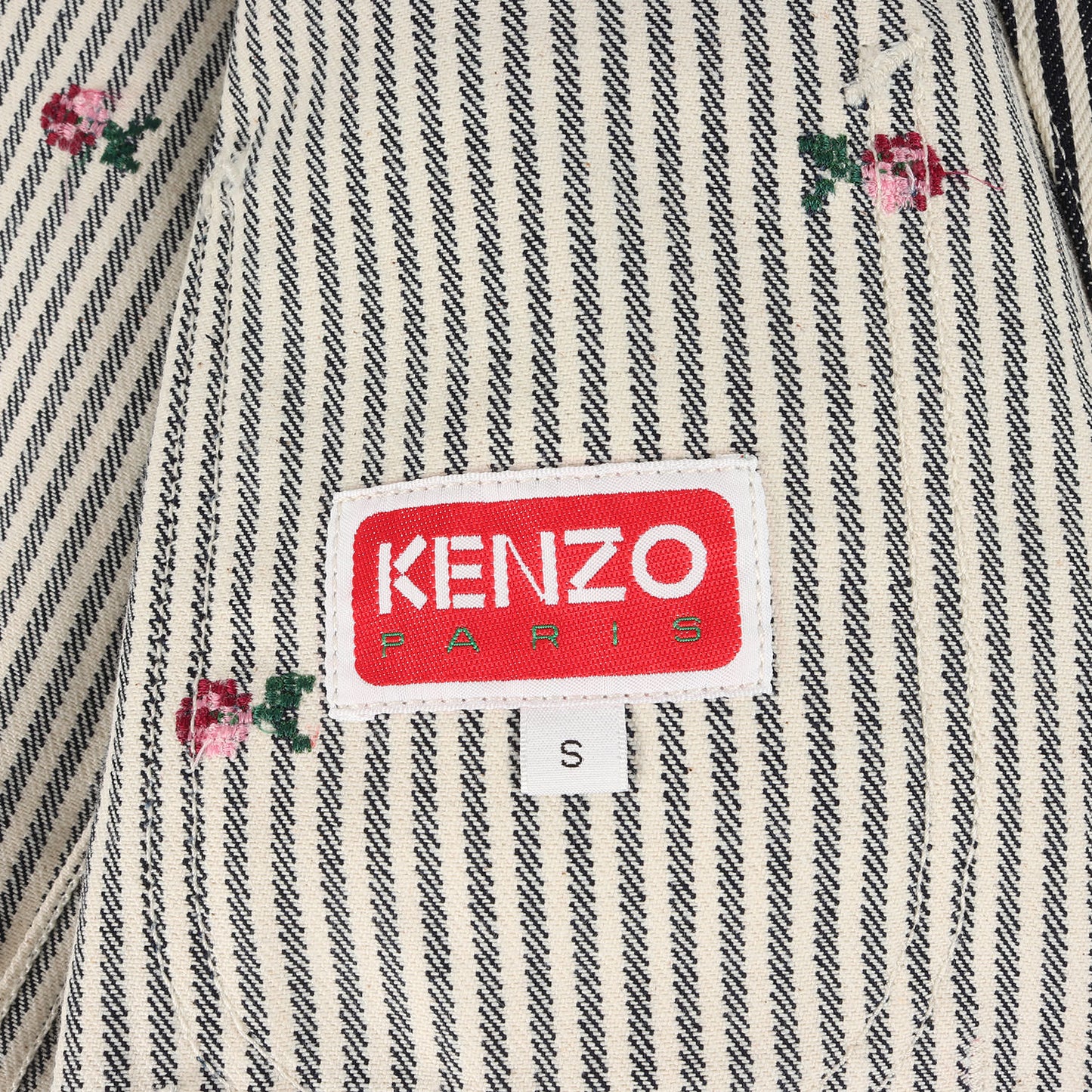23SS × NIGO ピクセル ジャガード ヒッコリーストライプ デニム カバーオール (KENZO Pixel striped denim workwear jacket FD55DV1026J1)