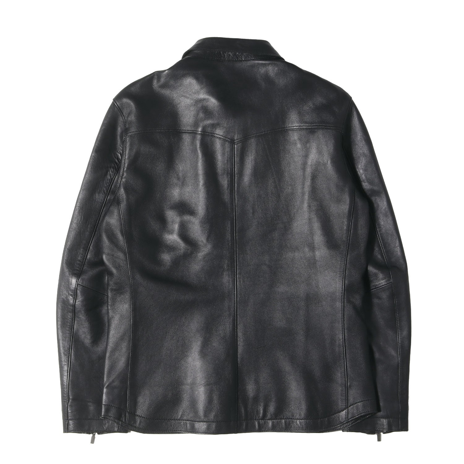 美品【LANVIN】 ジップアップ ラムレザー ジャケット LANVIN en Bleu (ランバンオンブルー) ラムレザー ジップ ジャケット