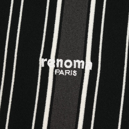 ワンポイント ロゴ 刺繍 マルチストライプ レーヨンナイロン ニット 半袖 シャツ / GOLF