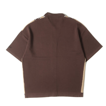 ワンポイント ロゴ 刺繍 マルチストライプ レーヨンナイロン ニット 半袖 シャツ / GOLF