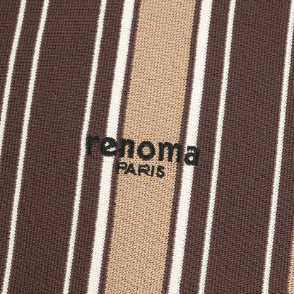 ワンポイント ロゴ 刺繍 マルチストライプ レーヨンナイロン ニット 半袖 シャツ / GOLF