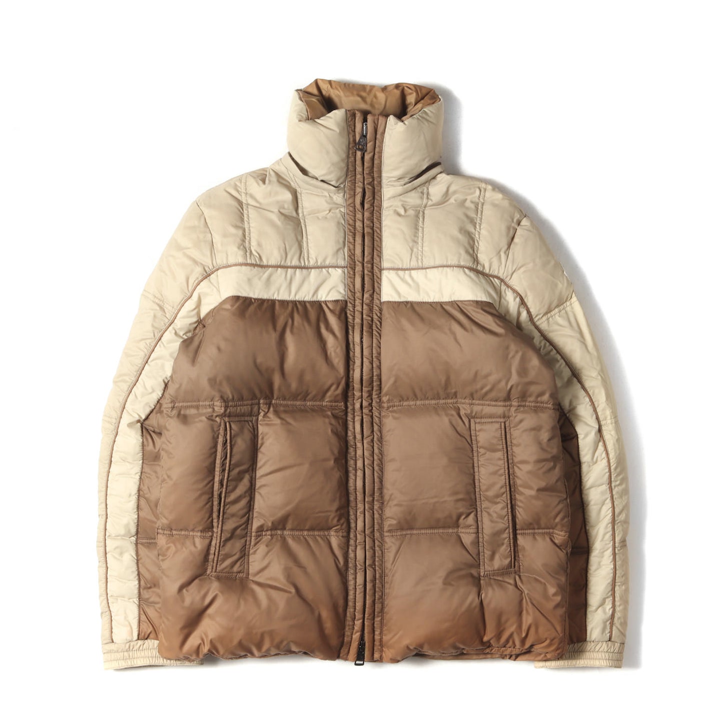 取り外し可能フード バイカラー レザー パイピング ダウンジャケット (42346/50/68959)