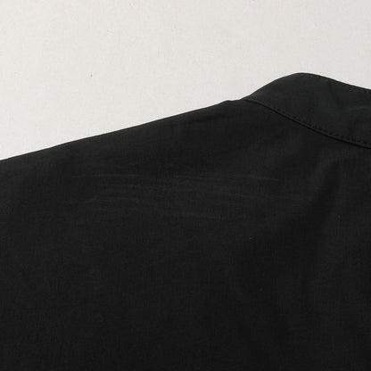 × LEGGIUNO シンセティックレザー コンビ バンドカラーシャツ