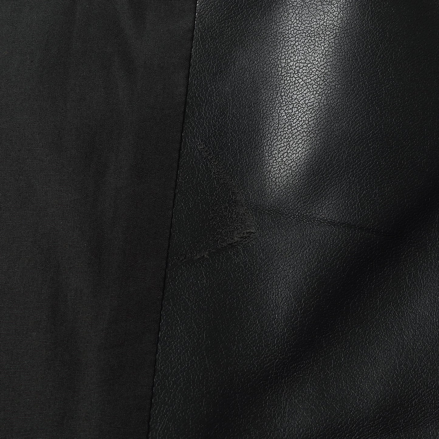 × LEGGIUNO シンセティックレザー コンビ バンドカラーシャツ