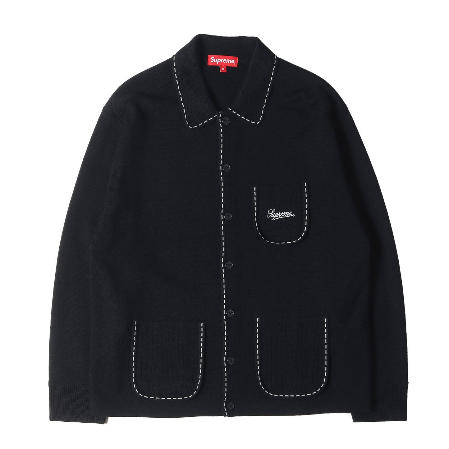 22AW コントラストステッチ ニット 長袖 シャツ (Contrast Stitch Button up)