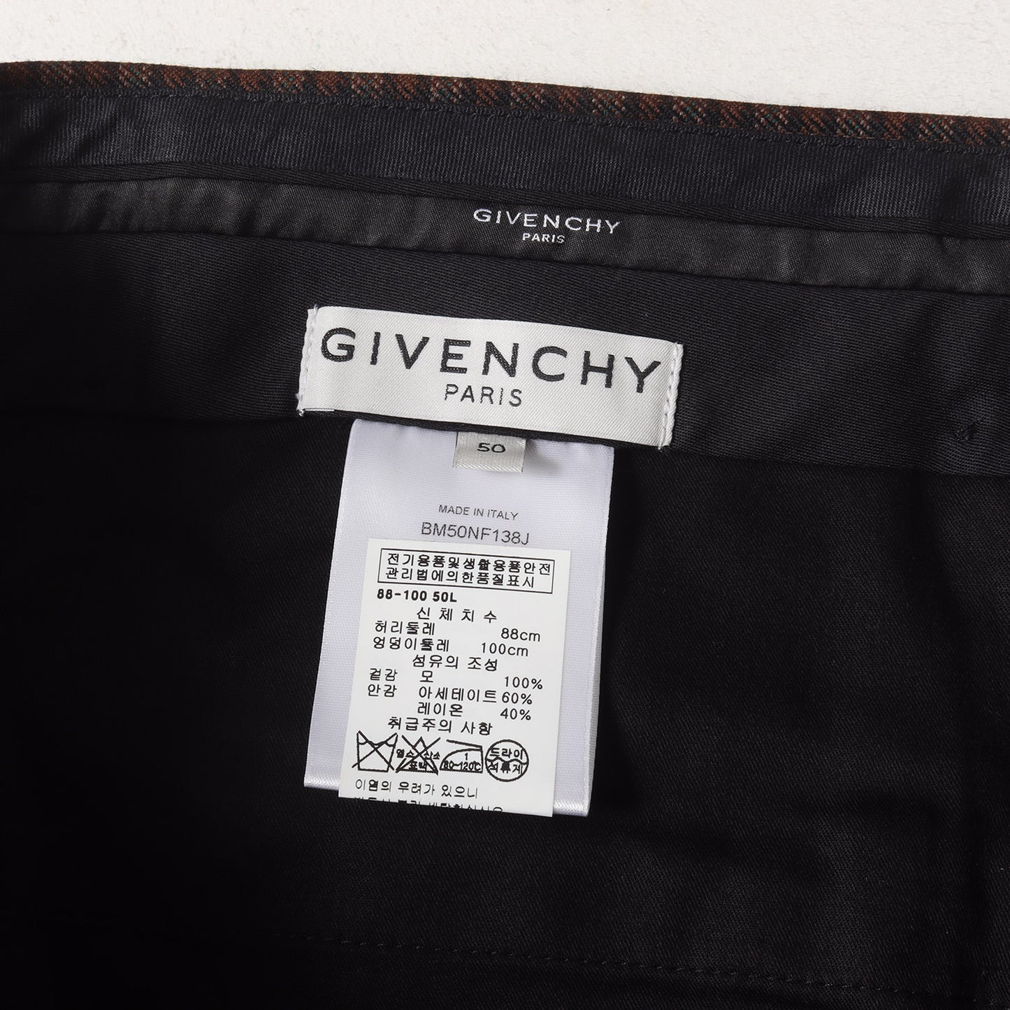 チェック ストレート ウール スラックス パンツ (BM50NF138J)