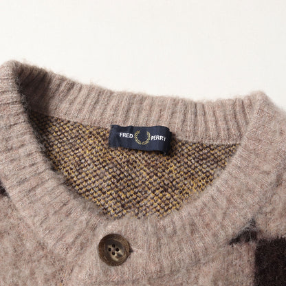 JOURNAL STANDARD 別注 ブロックチェック ストレッチ ニット カーディガン (CREW NECK CARDIGAN FZ3224)