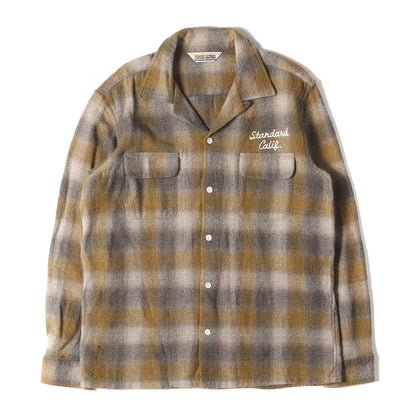 オンブレチェック オープンカラー ウールシャツ (Wool Check Shirt)