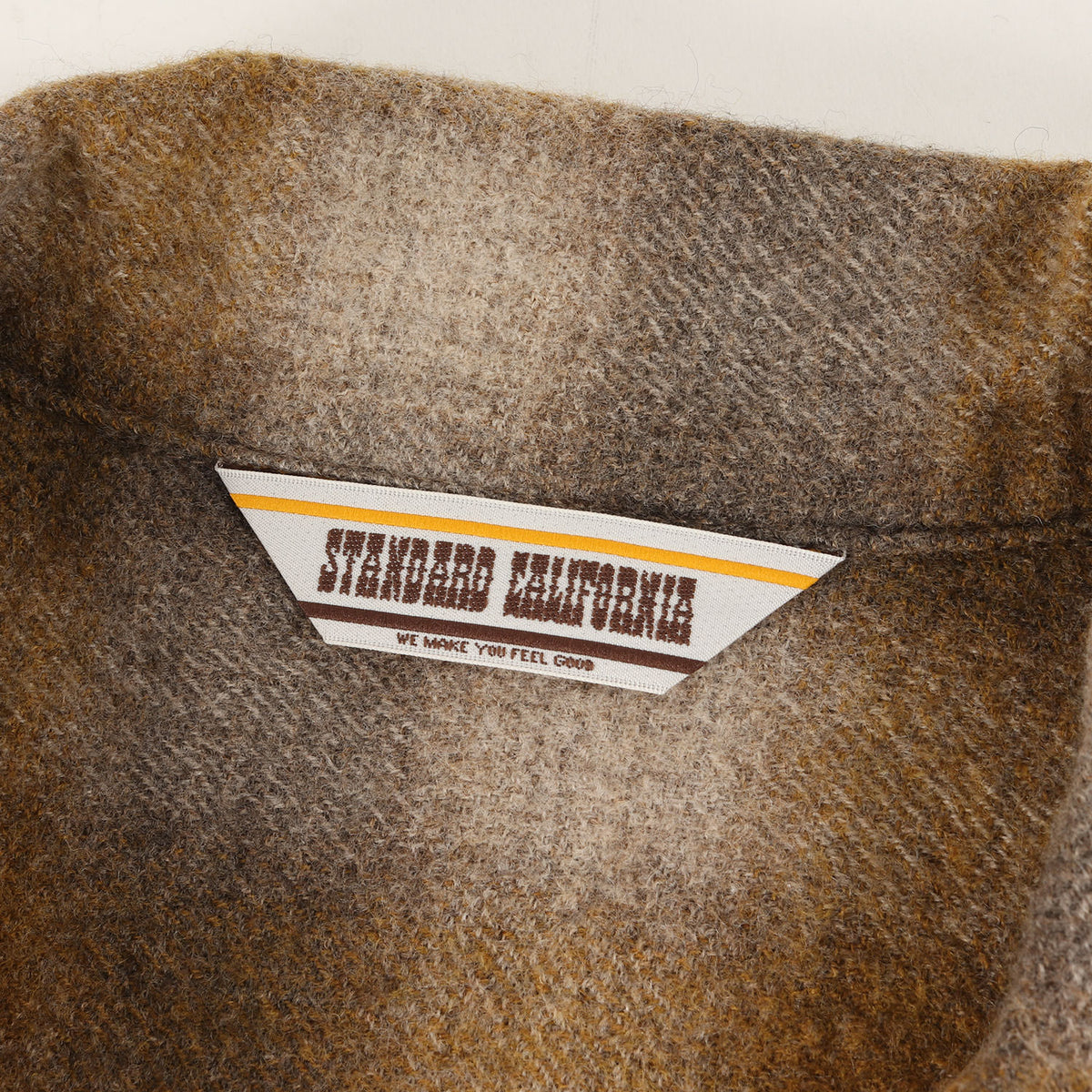 オンブレチェック オープンカラー ウールシャツ (Wool Check Shirt)