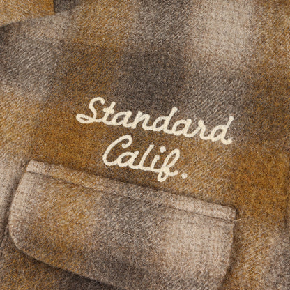 オンブレチェック オープンカラー ウールシャツ (Wool Check Shirt)