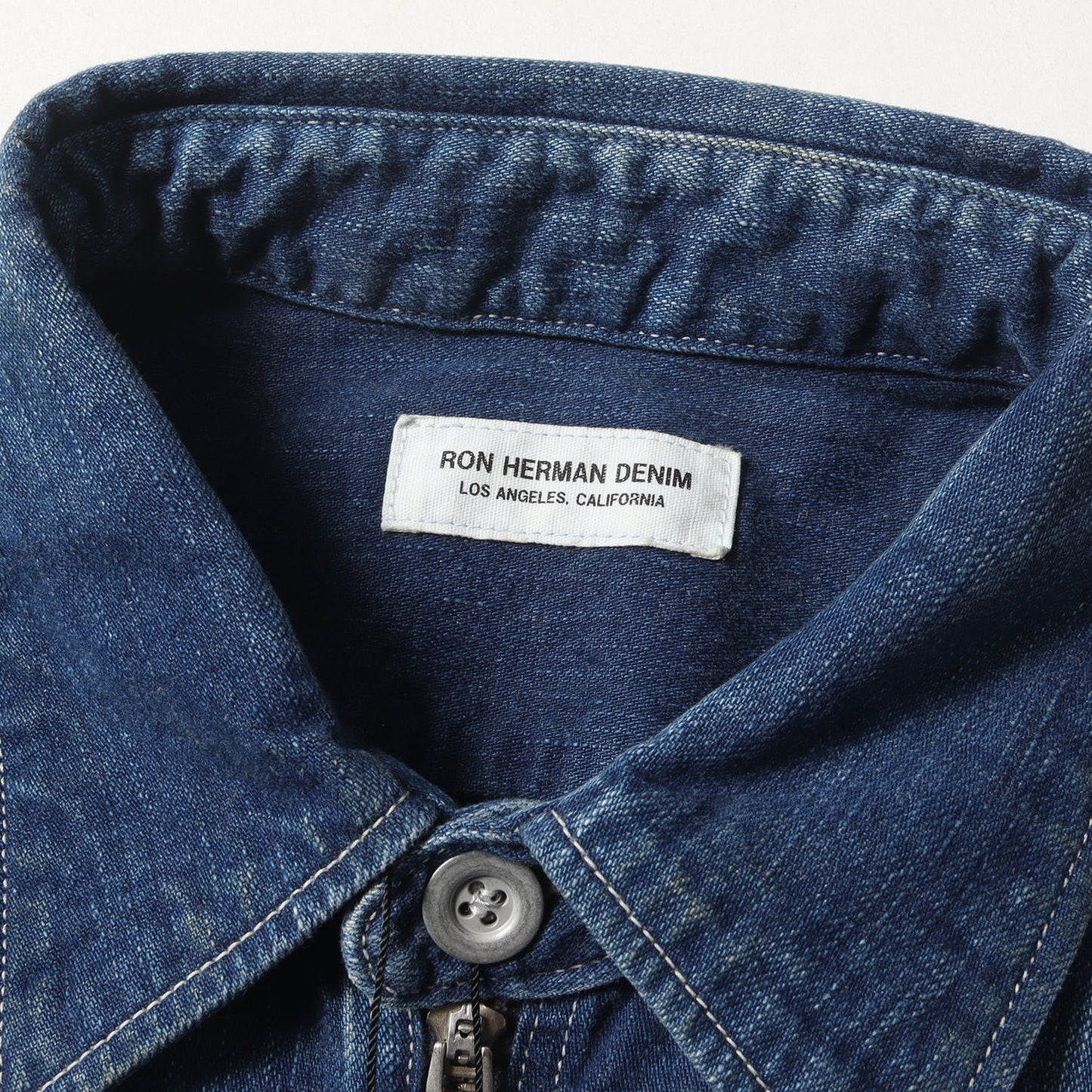 24AW ヴィンテージ加工 ハーフジップ プルオーバー デニムシャツ (4020700079)