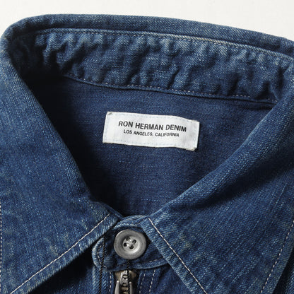 24AW ヴィンテージ加工 ハーフジップ プルオーバー デニムシャツ (4020700079)