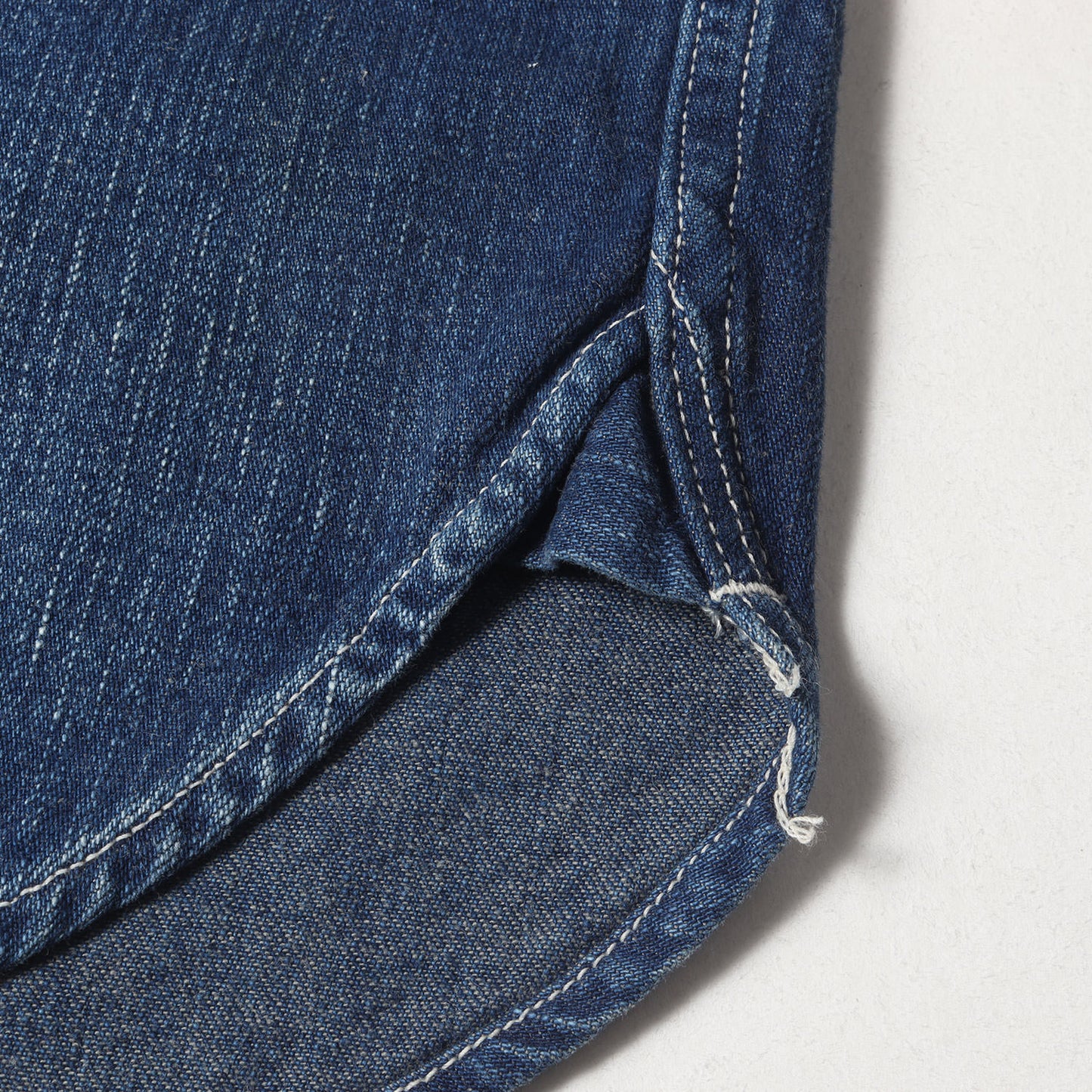 24AW ヴィンテージ加工 ハーフジップ プルオーバー デニムシャツ (4020700079)