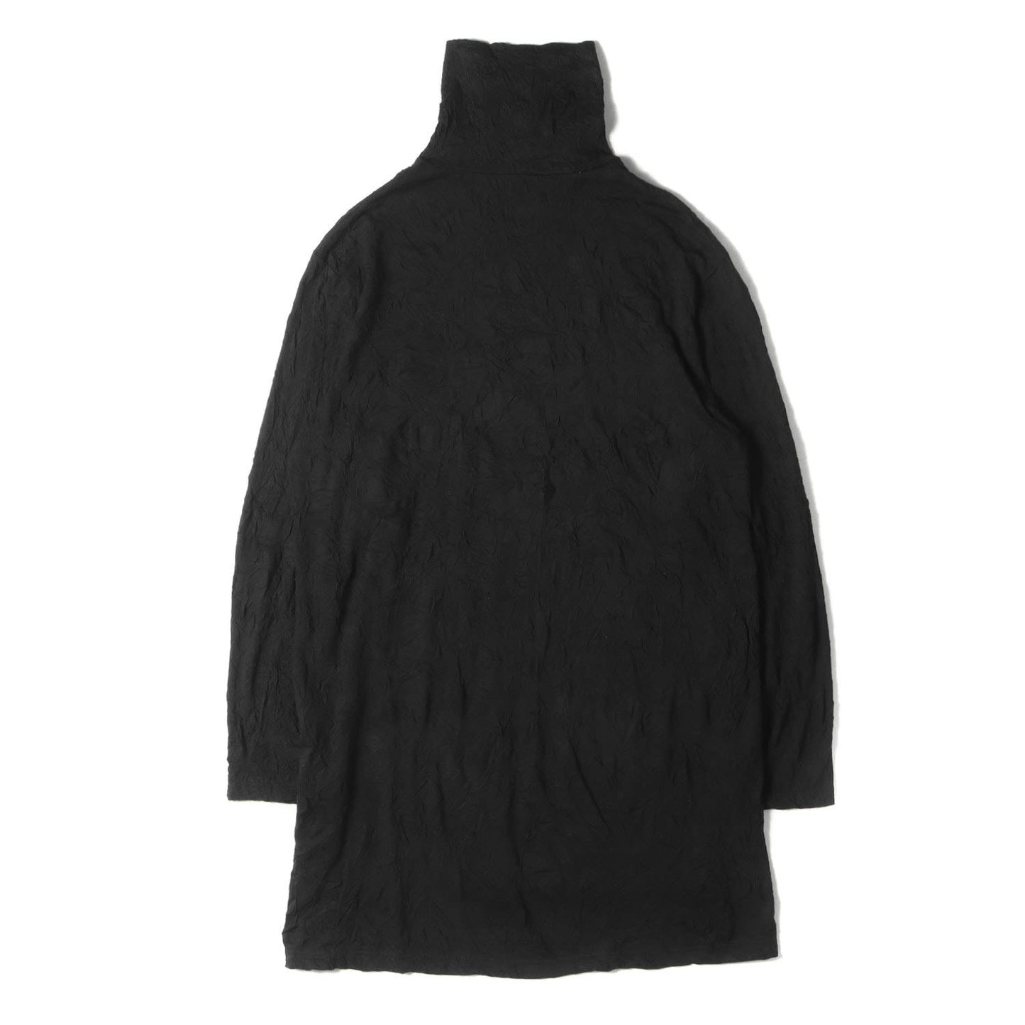 シャーリング加工 タートルネック カットソー (WASHER JERSEY BUTTON OPENED BIG TURTLENECK CUT SEW)