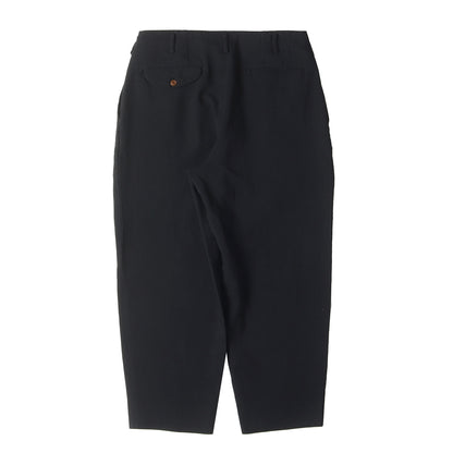 ツータック ワイド テーパード 製品染 ポリ 縮絨 スラックス パンツ (PR-P076)