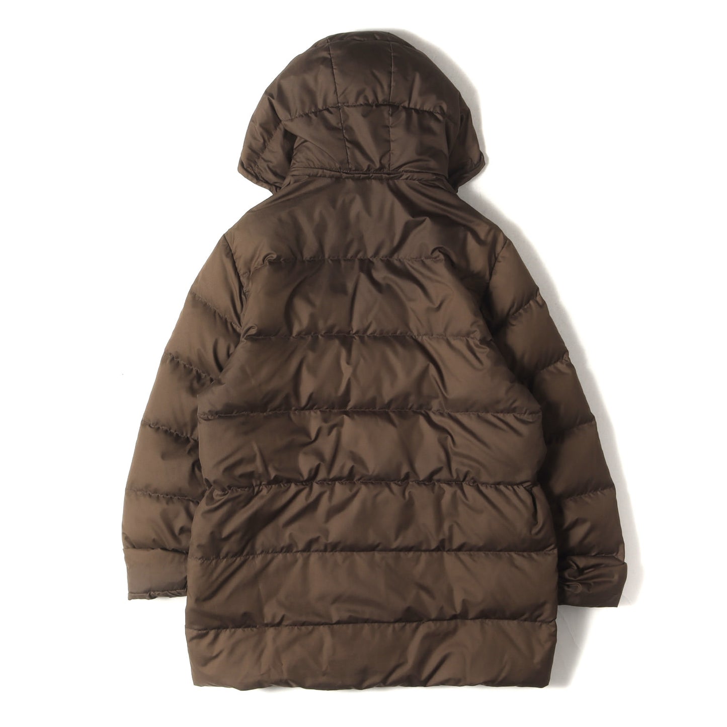 茶タグ フード付き フルジップ ダウンジャケット