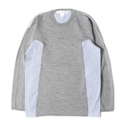 20SS ストライプ シャツ ドッキング 変型 ニット (fully fashioned knit gauge 14 shirt fabric docking S28502)