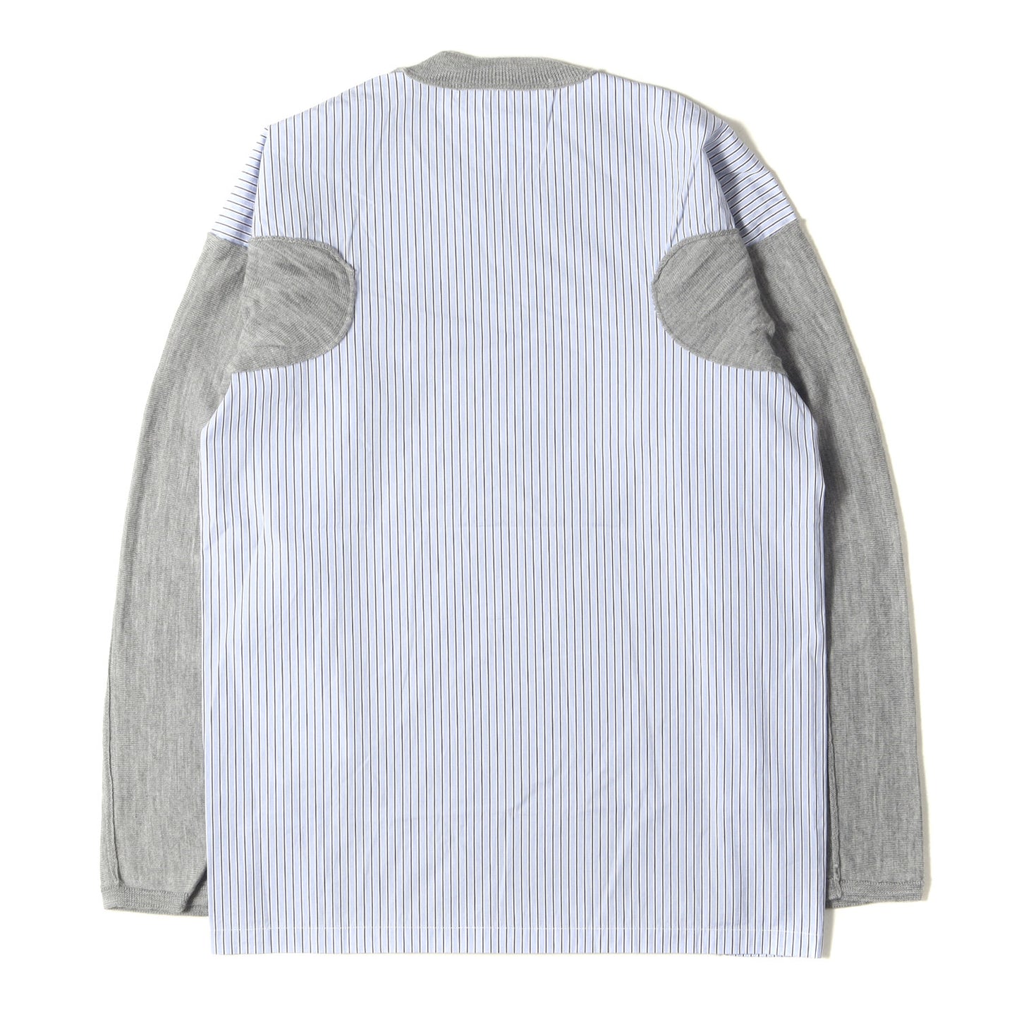 20SS ストライプ シャツ ドッキング 変型 ニット (fully fashioned knit gauge 14 shirt fabric docking S28502)