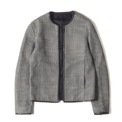 ウーブンレザー ノーカラー ジャケット(SLIM FIT)