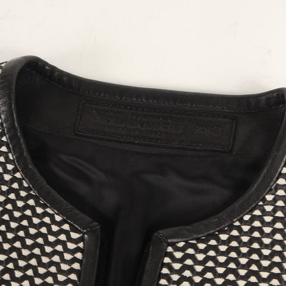 ウーブンレザー ノーカラー ジャケット(SLIM FIT)
