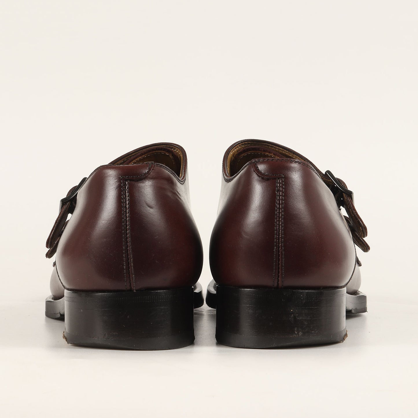 ダブルモンクストラップ ストレートチップ レザー シューズ