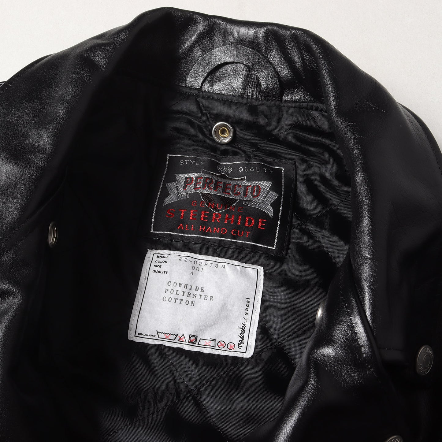 Sacai (サカイ) 22AW × Schott × MADSAKI ステアハイドレザー ワン 