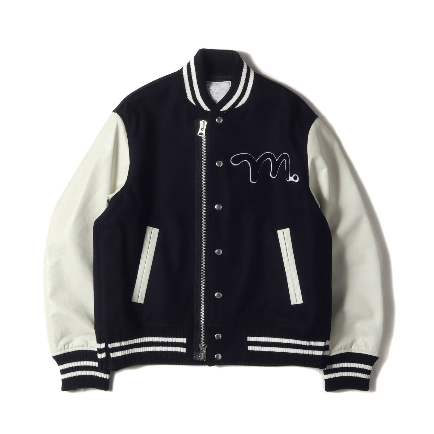 22AW × MADSAKI ロゴ 刺繍 レザースリーブ メルトン スタジャン (MADSAKI Wool Melton Studium blouson 22-02879M)