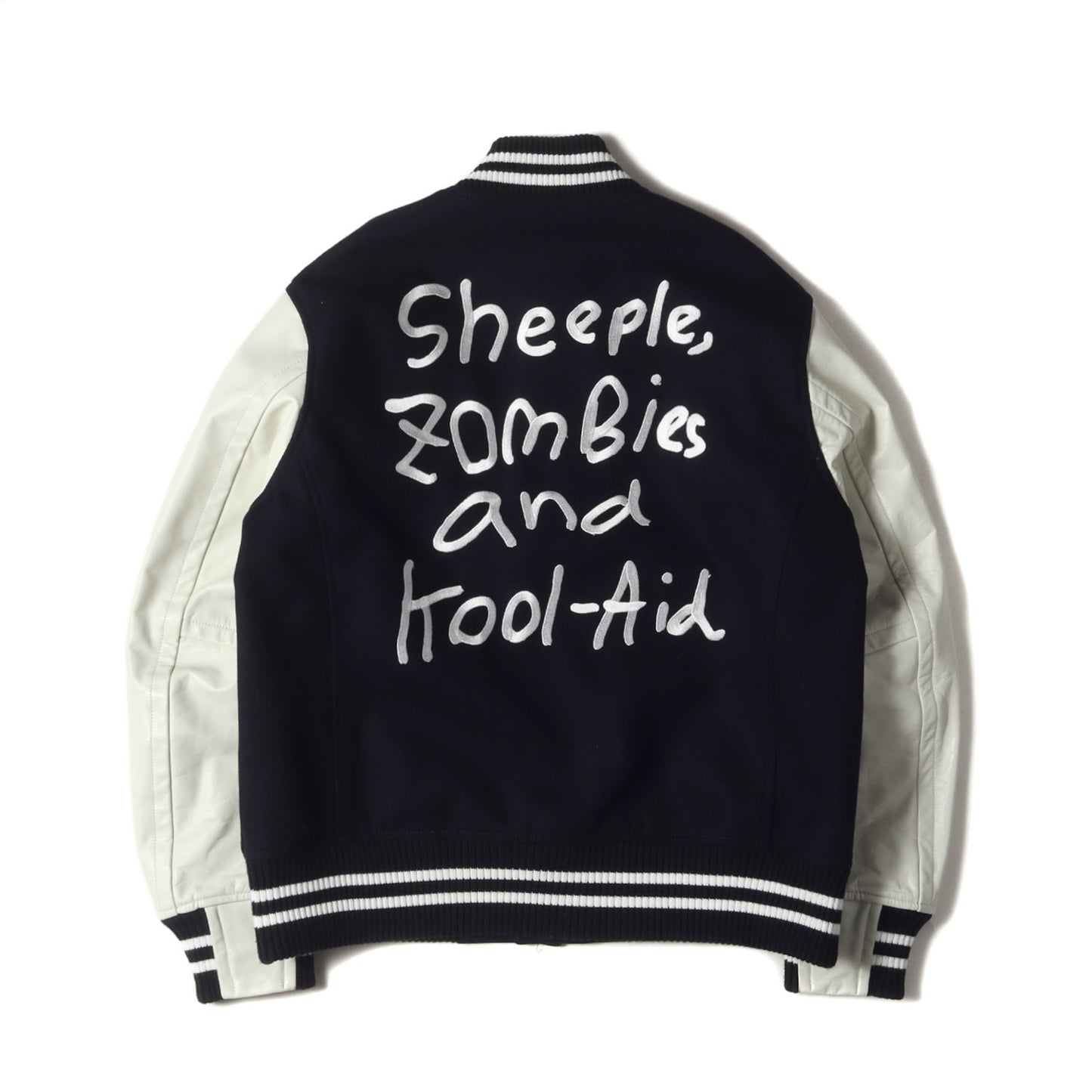 22AW × MADSAKI ロゴ 刺繍 レザースリーブ メルトン スタジャン (MADSAKI Wool Melton Studium blouson 22-02879M)