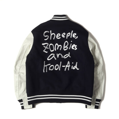 22AW × MADSAKI ロゴ 刺繍 レザースリーブ メルトン スタジャン (MADSAKI Wool Melton Studium blouson 22-02879M)